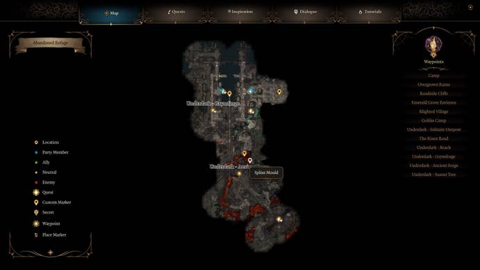 Map highlighting the splint mould location.