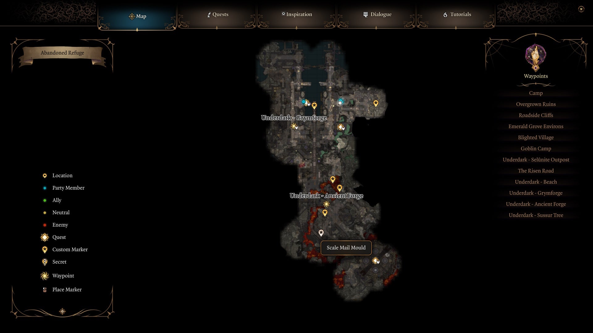 Map highlighting the scale mail mould location.