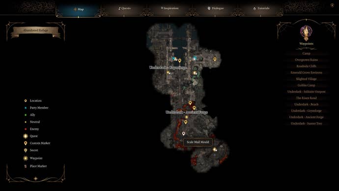 Map highlighting the scale mail mould location.