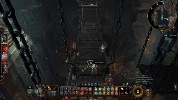 Cursor highlighting longsword mold on a metal platform.