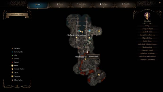 Map highlighting the scimitar mould location.