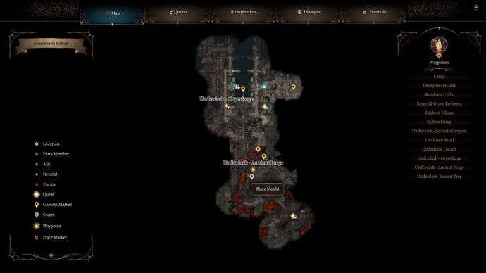 Map highlighting the mace mould location.