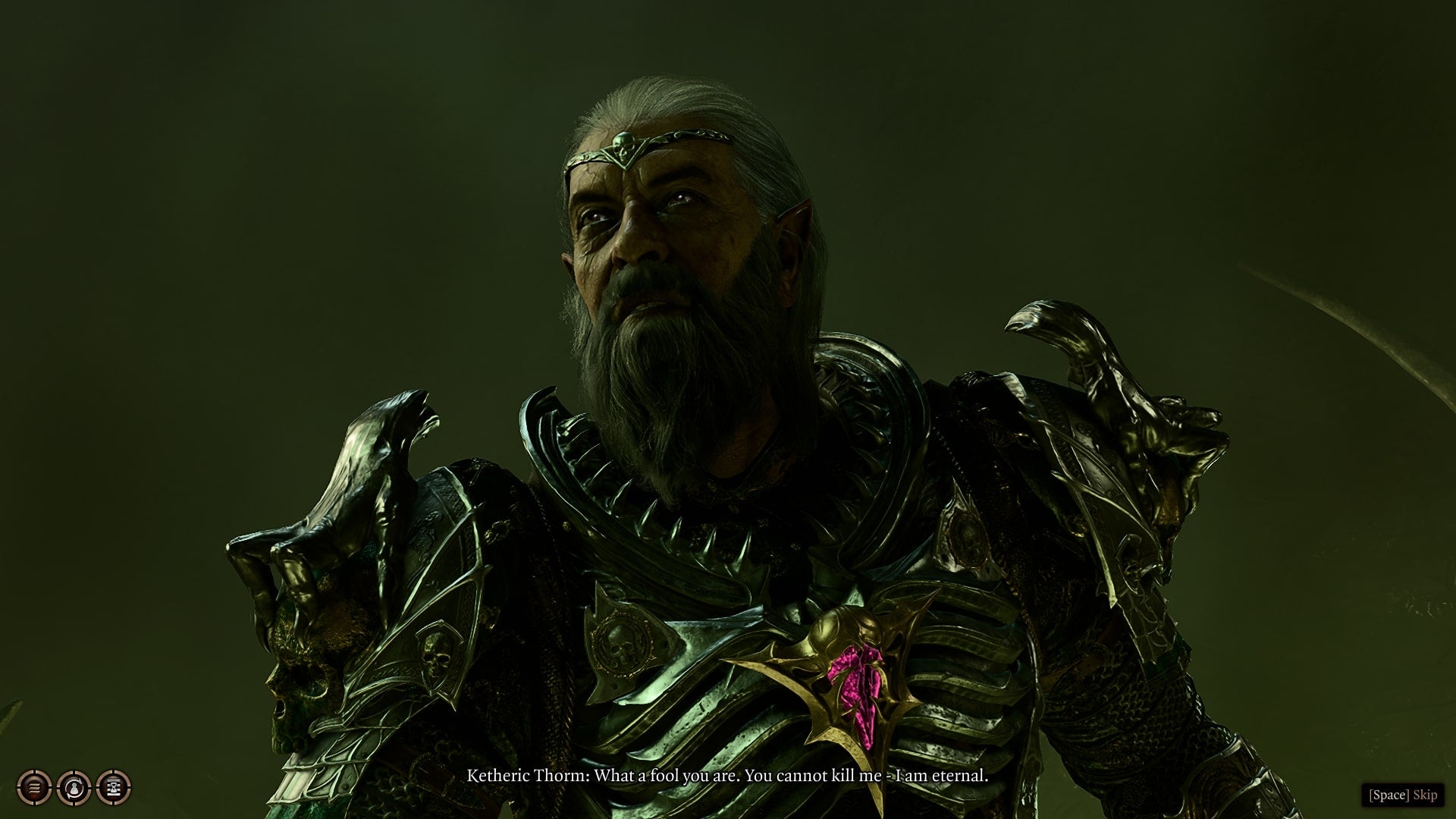 The player speaks with Ketheric Thorm during a fight in Baldur&rsquo;s Gate 3