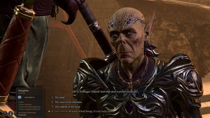 The player speaks with the Inquisitor about the artifact in the Githyanki Creche in Baldur's Gate 3