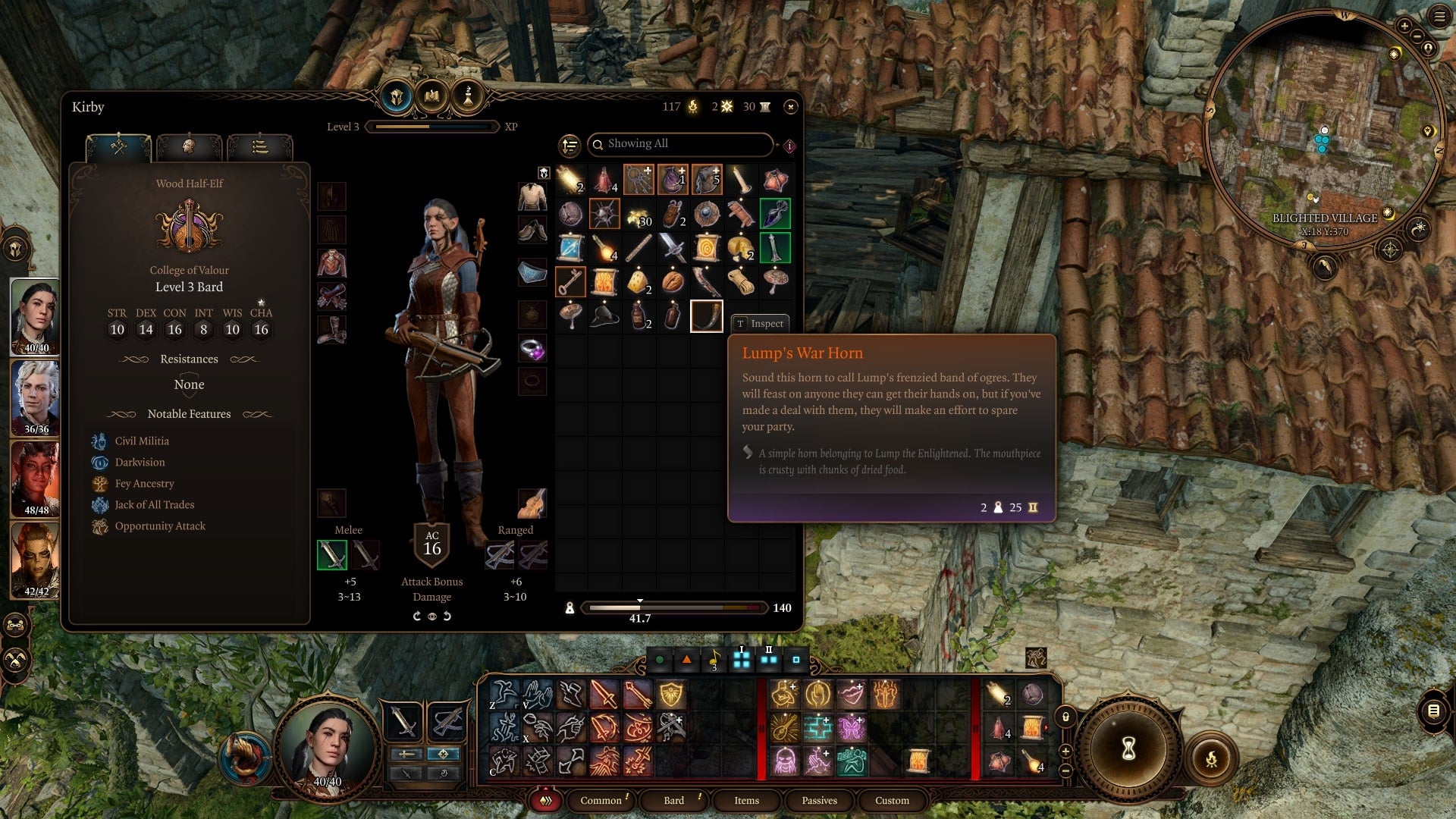 The player hovers over Lump's War Horn in Baldur's Gate 3 - 5