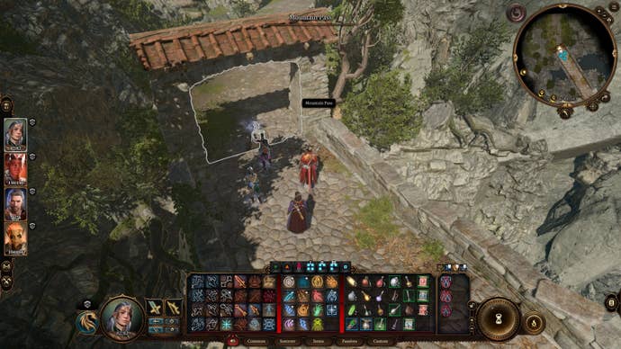The player faces the route to Mountain Pass in Baldur's Gate 3