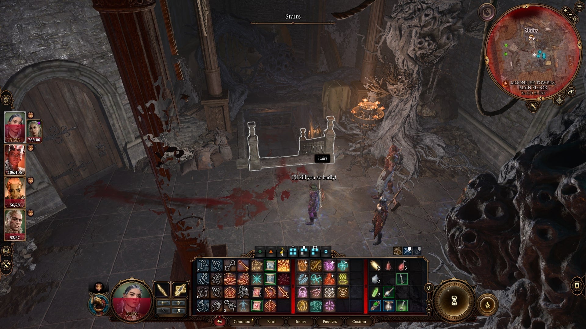 The player party faces a staircase leading to Moonrise Towers prison in Baldur's Gate 3 - 6