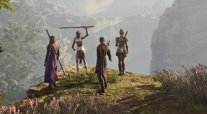 Baldur's Gate 3 party assembled in the city – key visual from the field