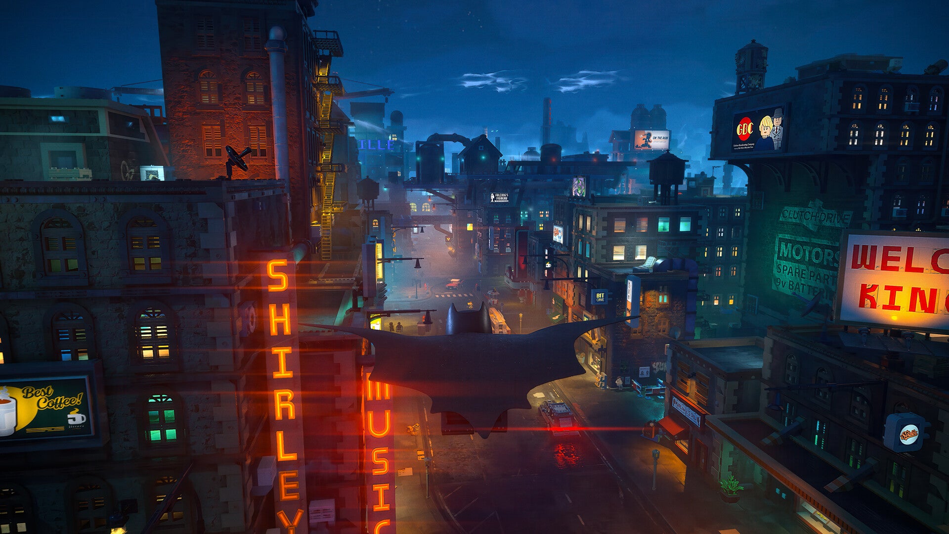 Batman soars over Gotham in Lego Batman Legacy of the Dark Knight