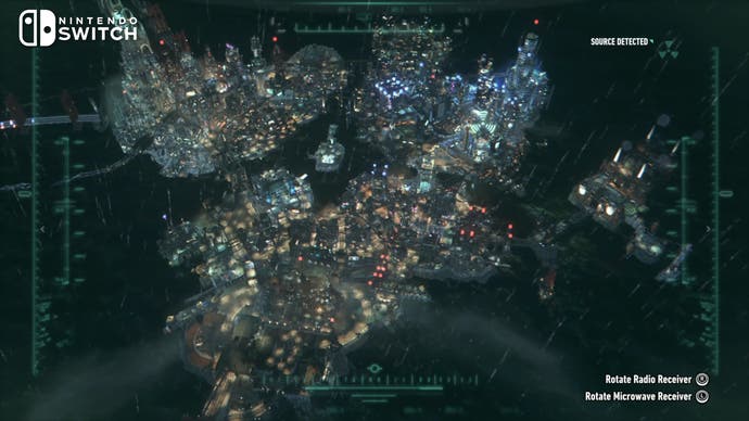 batman arkham knight switch screenshot showing a radio/microwave receiver minigame