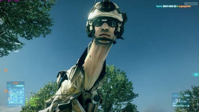 Battlefield 6 image showing a character with an elongated neck