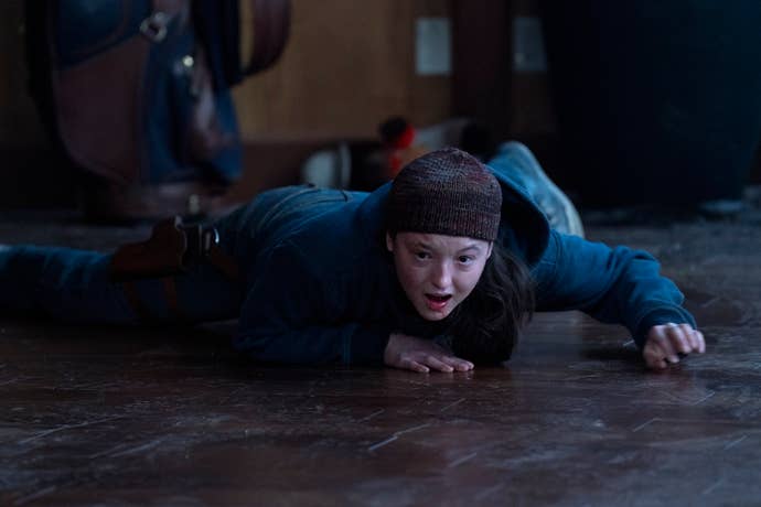 Bella Ramsey as Ellie cries out in anguish in TLOU season two