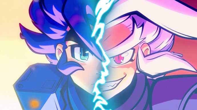 Berserk Boy’s face makes up one half of the image, while his arch nemesis takes up the other.