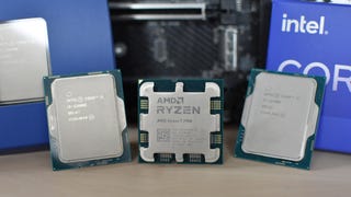 Several of the best CPUs for gaming arranged in front of a motherboard.