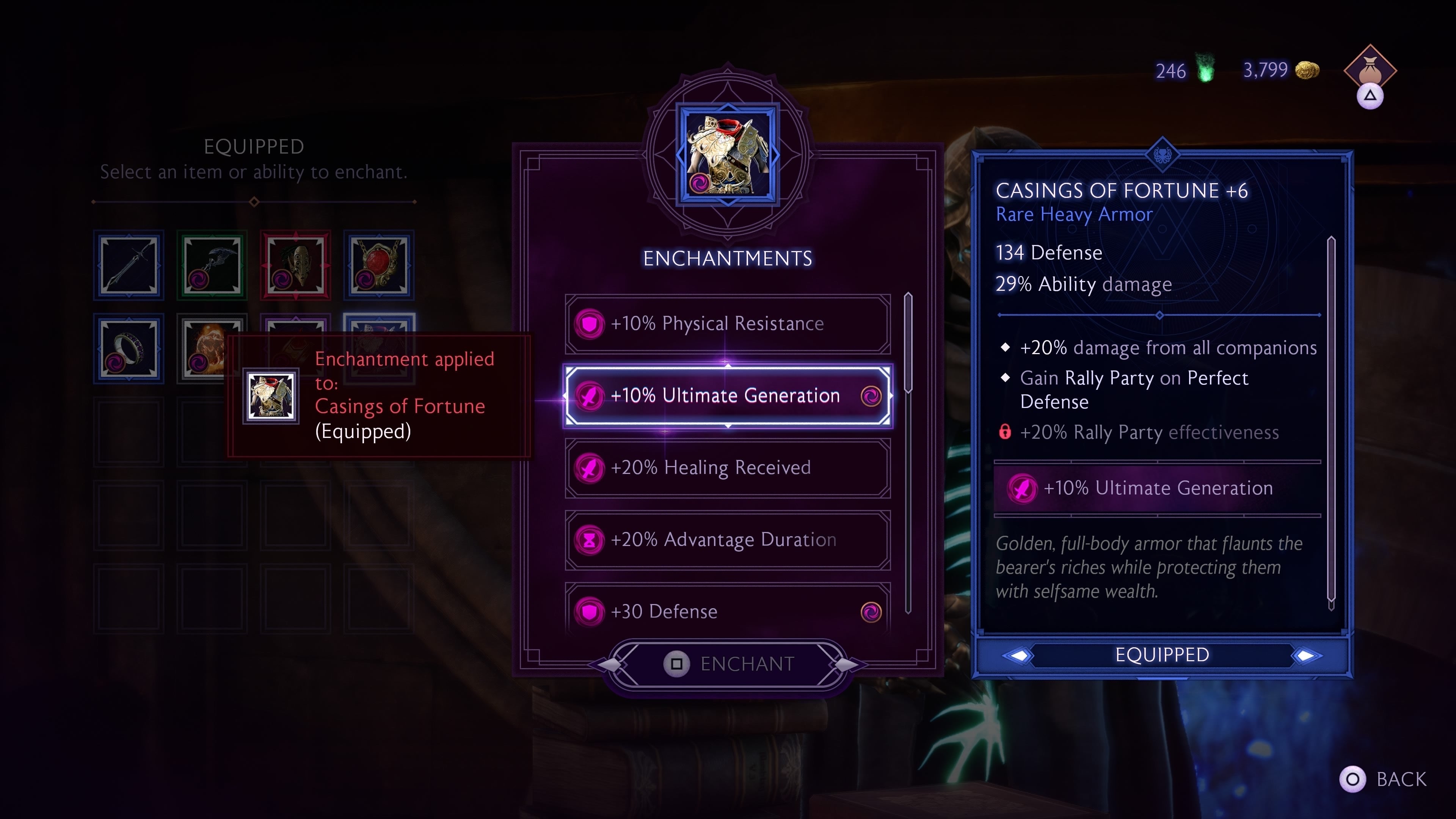 Enchantment menu in Dragon Age: The Veilguard.