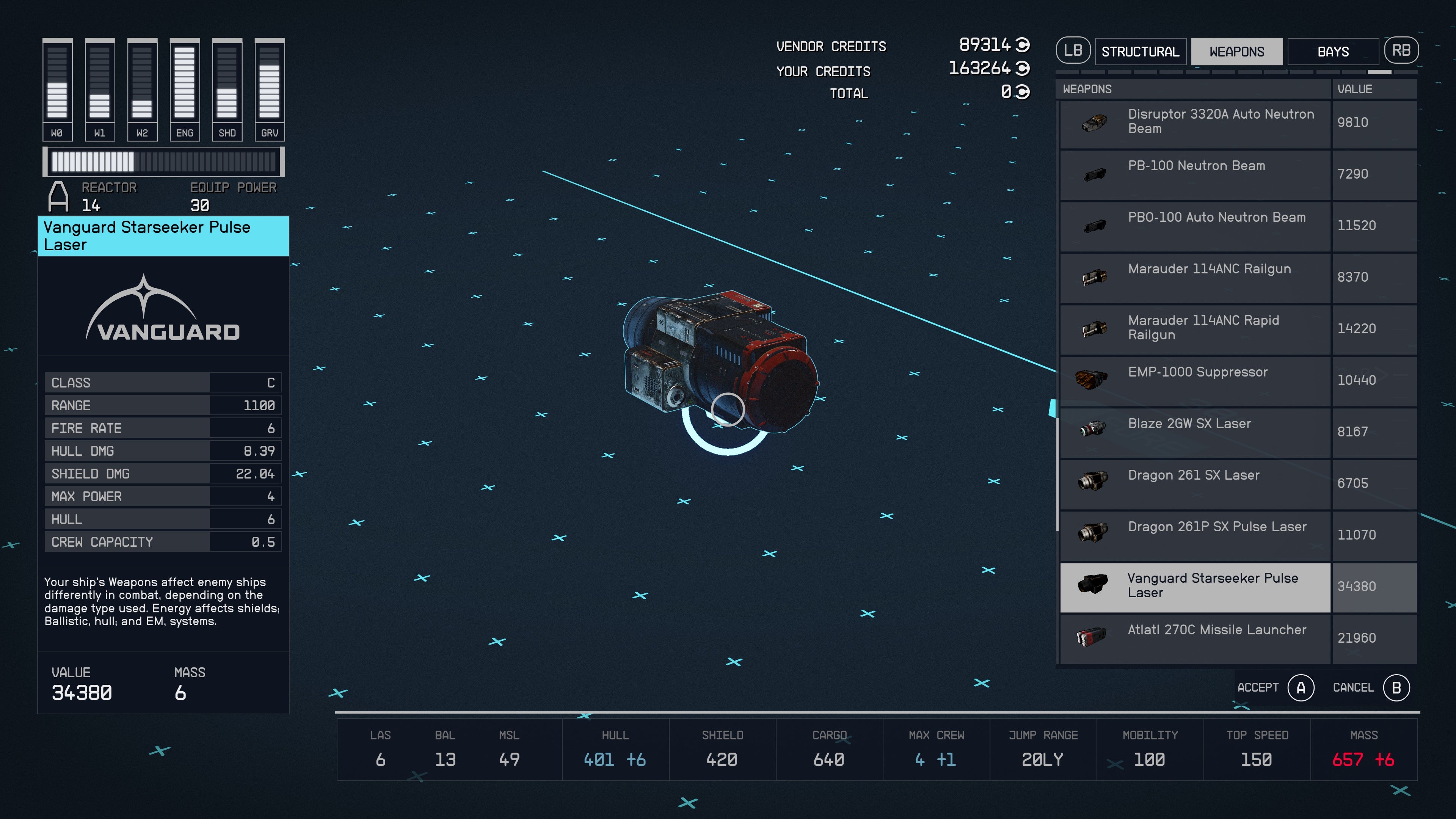 ship builder view of a laser ship weapon