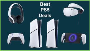 Best PS5 deals header image featuring a Pulse 3D wireless headset, DualSense wireless controller, PS5 Slim Disc console, PS5 Slim Digital Console, PlayStation VR 2 headset and a PlayStation Portal Remote Player.