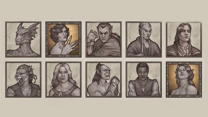 Stylised artwork of all Races in Oblivion Remastered.