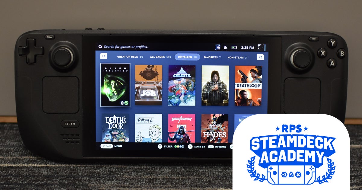 Photo: Rockpapershotgun A Steam Deck, showing shortcuts to some of the best Steam Deck games