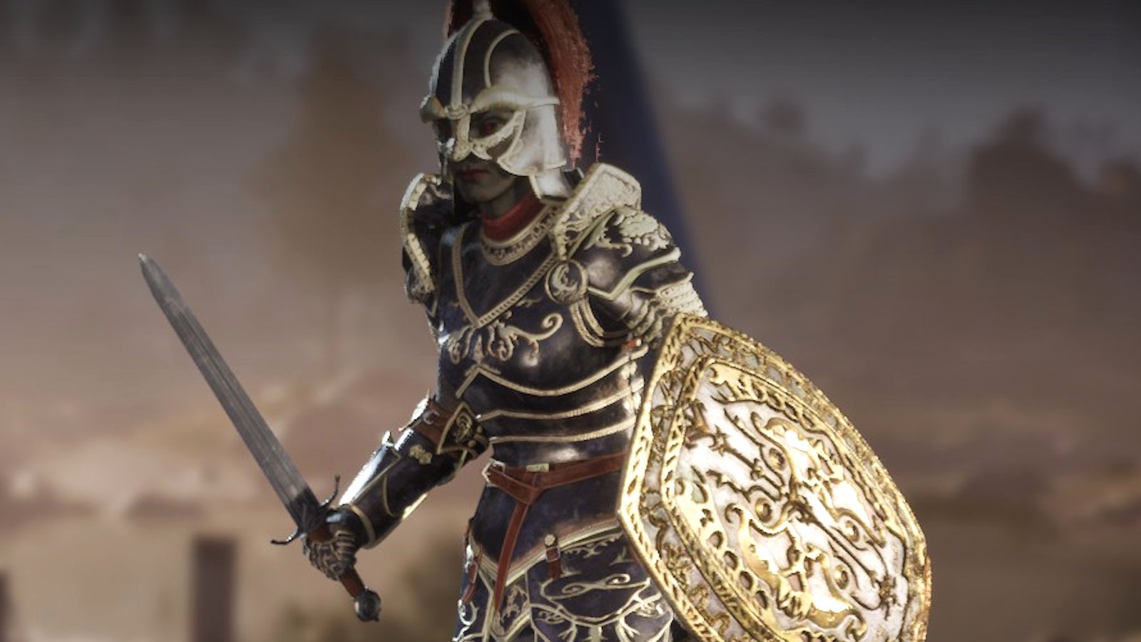 A Dark Elf wearing a full Ebony Armor set in Oblivion Remastered.