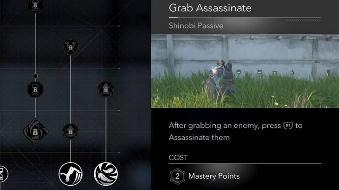The Grab Assassinate Skill description in Assassin’s Creed Shadows.