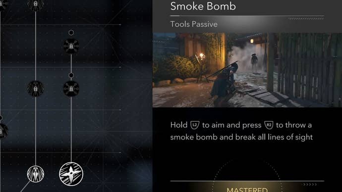 The Smoke Bomb Skill description in Assassin’s Creed Shadows.