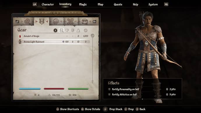 Arena Raiment armor in Oblivion Remastered.