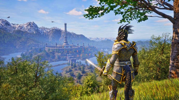 A more vibrant version of an argonian promotion image for Oblivion Remastered.