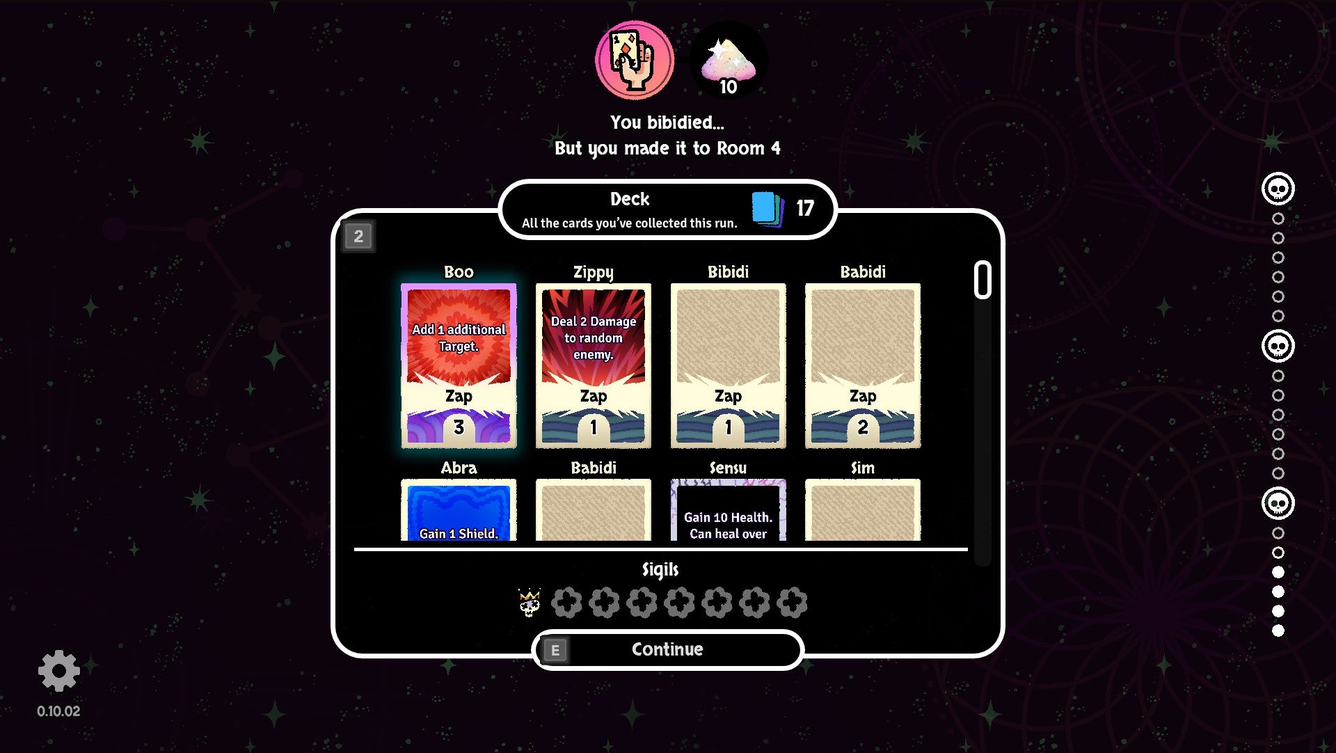 Bibidi Bibidi screenshot showing a screen where you combine cards