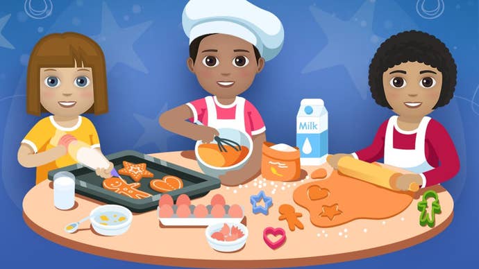 Three characters can be seen baking in Bitlife artwork
