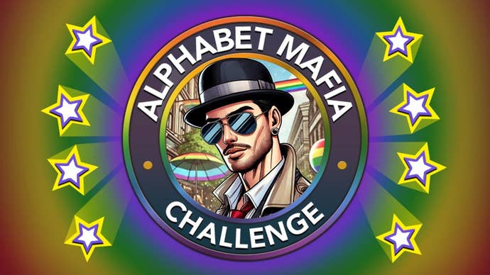 A mafia member can be seen inside of an emblem labelled ‘Alphabet Mafia’ in Bitlife