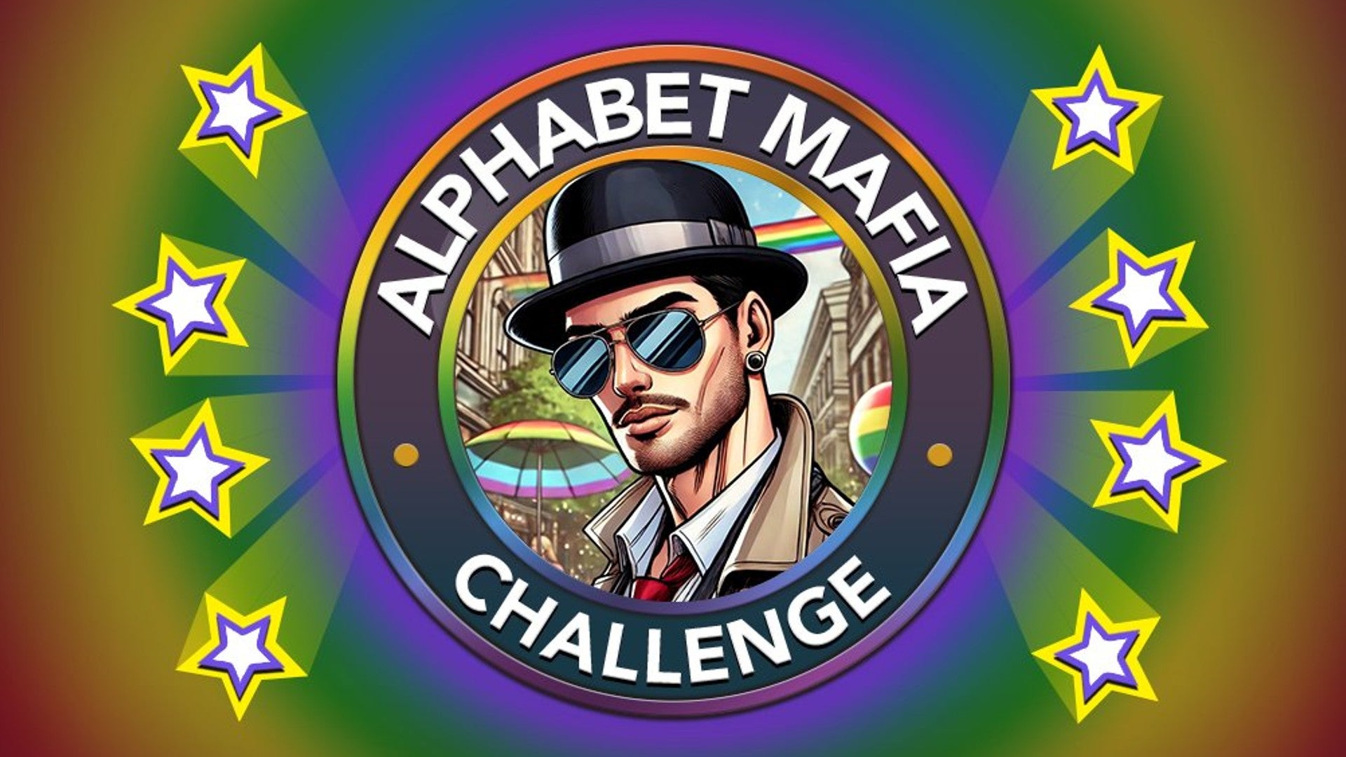 A mafia member can be seen inside of an emblem labelled 'Alphabet Mafia' in Bitlife - 1