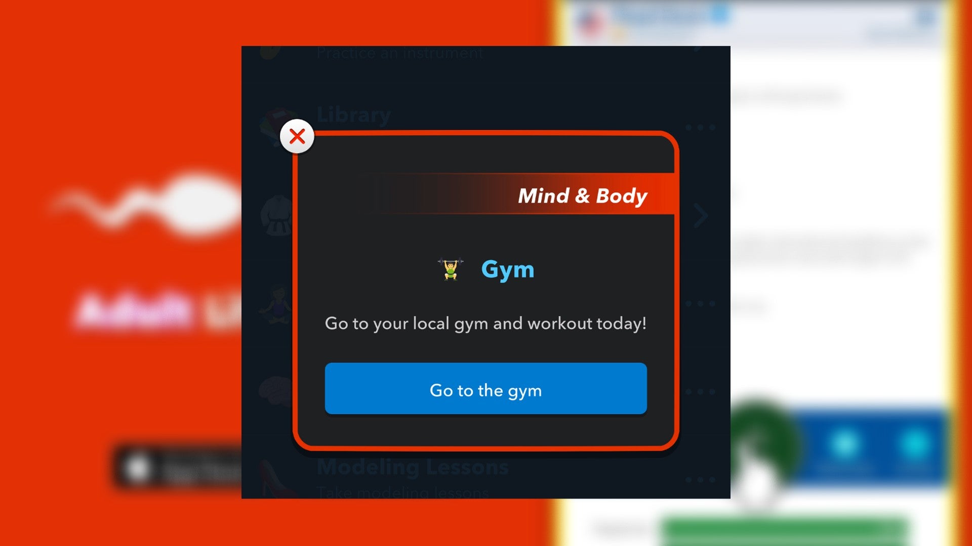 The player goes to the gym in Bitlife