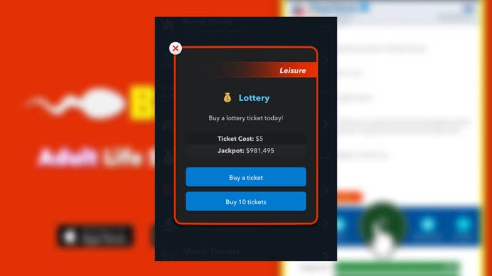 The player looks at participating in the lottery in Bitlife