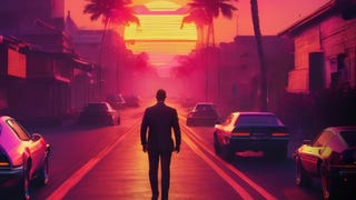 The silhouette of a man can be seen walking towards the sunset in Bitlife artwork