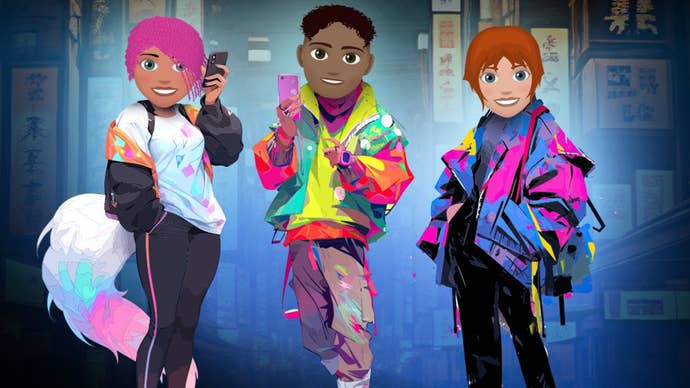 Three characters adorned in bright clothing can be seen in Bitlifr artwork