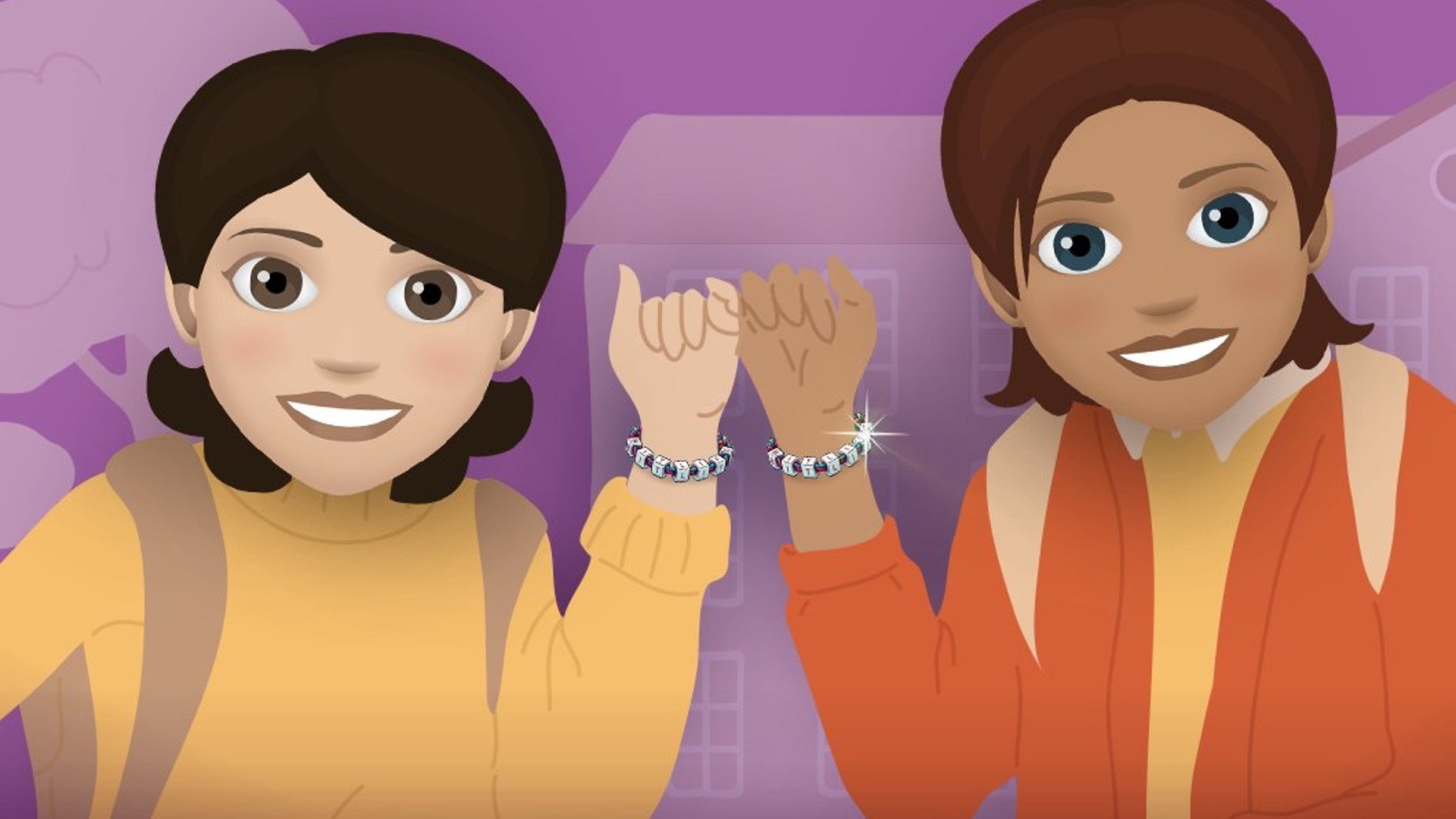 Two characters can be seen wearing friendship bracelets in Bitlife artwork