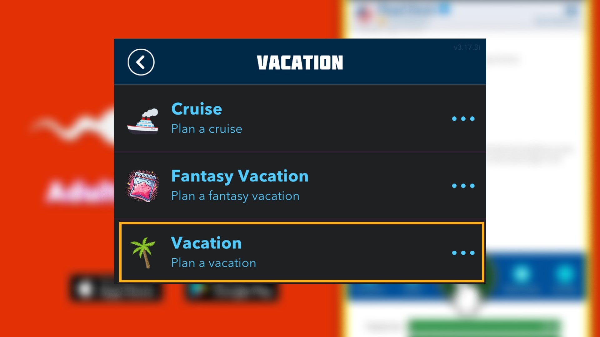 The player goes on vacation in Bitlife
