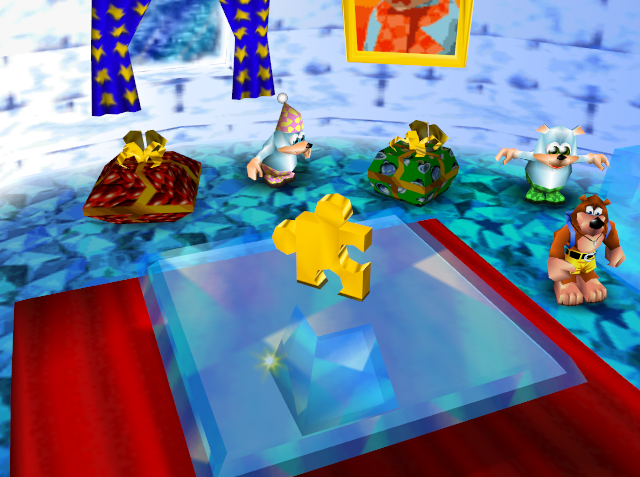 A puzzle piece on an icy ground in Banjo-Kazooie