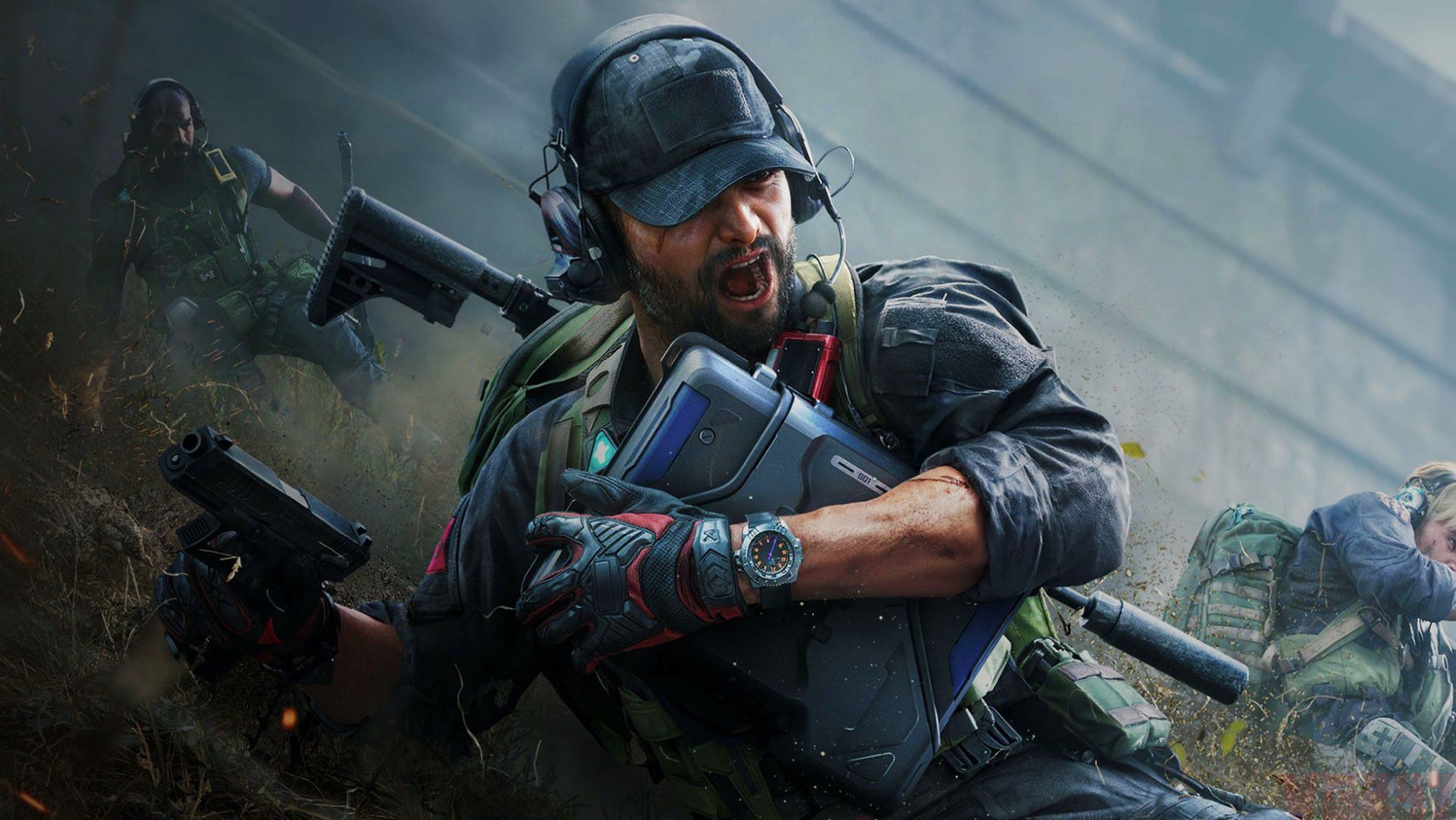 A solider hugs a hardcase with an objective inside close to his chest as he trundles down a mountain. - 5