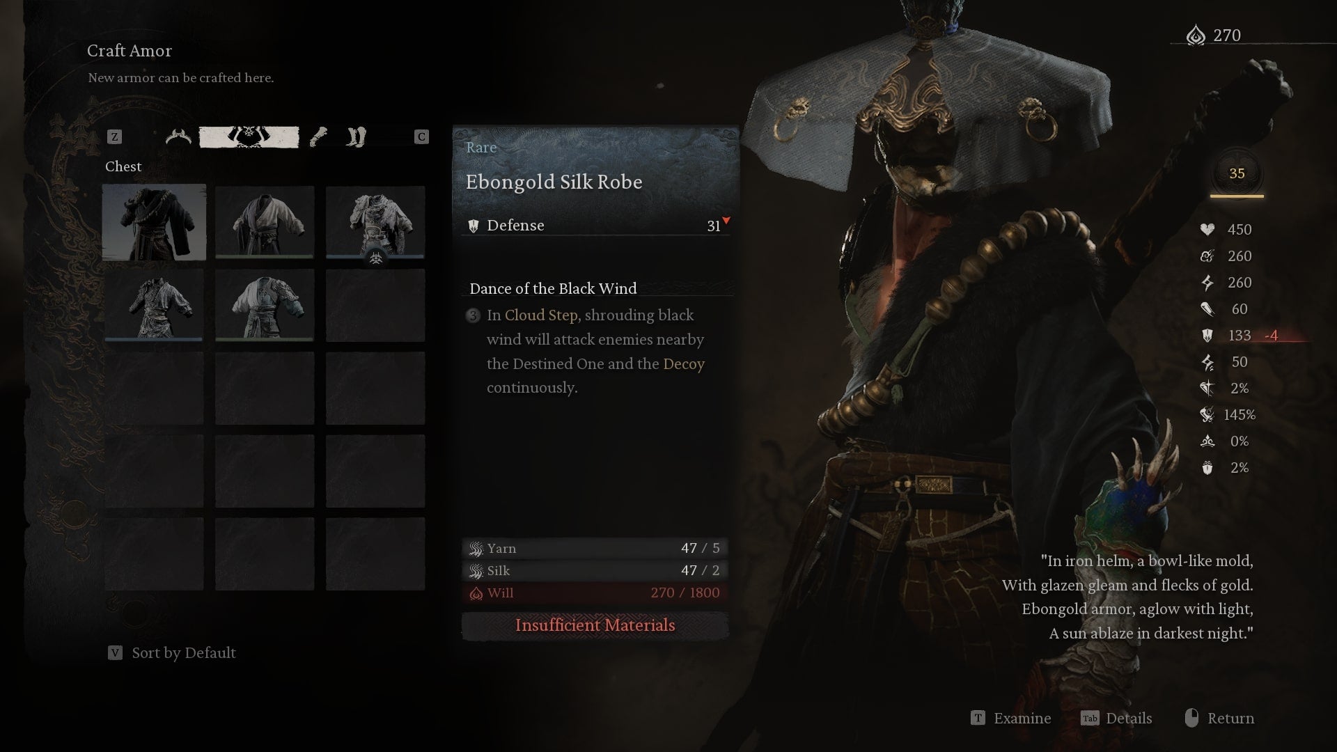 The player looks at crafting armor at a Keeper's Shrine in Black Myth Wukong - 4