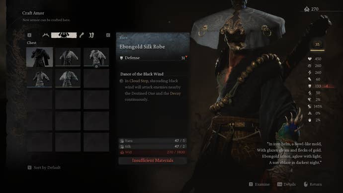 The player looks at crafting armor at a Keeper's Shrine in Black Myth Wukong