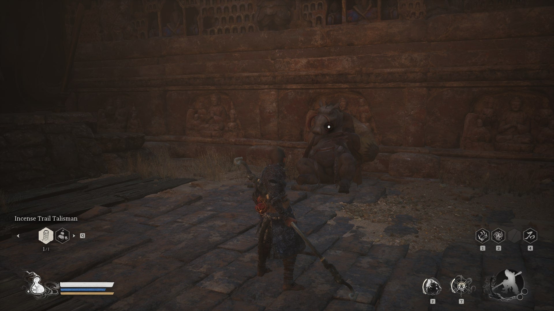 The player looks at a boar attempting to sober up at Crouching Tiger Temple in Black Myth Wukong - 5