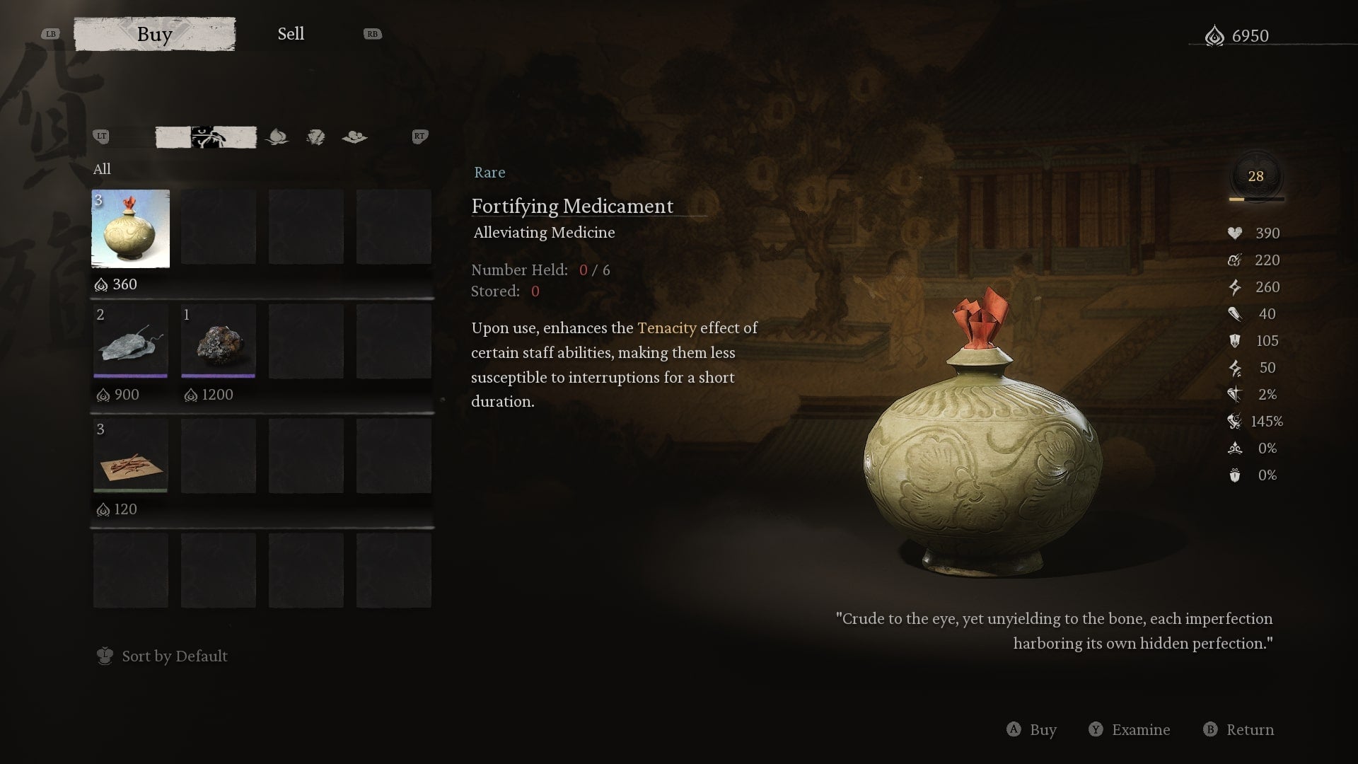 The player peruses the shop available at a Keeper's Shrine in Black Myth Wukong - 6