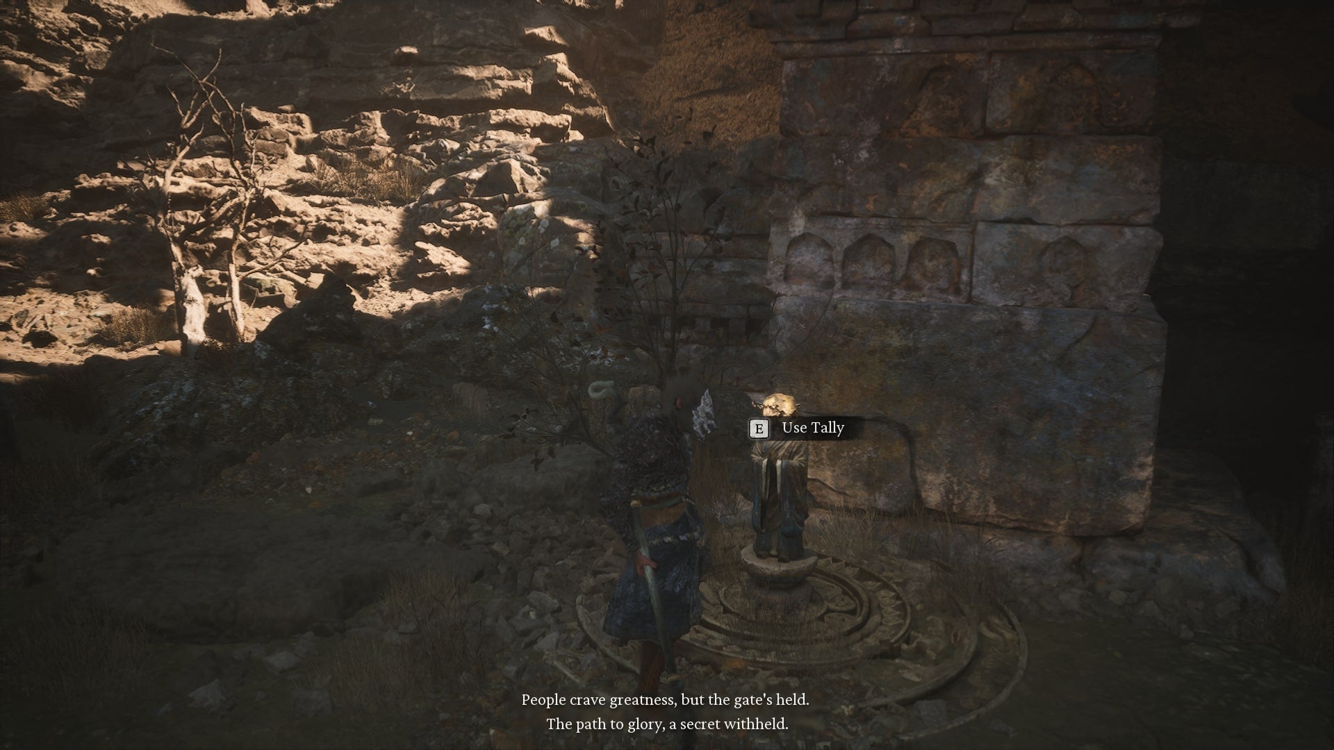 The player interacts with an altar, in need of a Tally, in Yellow Wind Ridge in Black Myth Wukong - 3