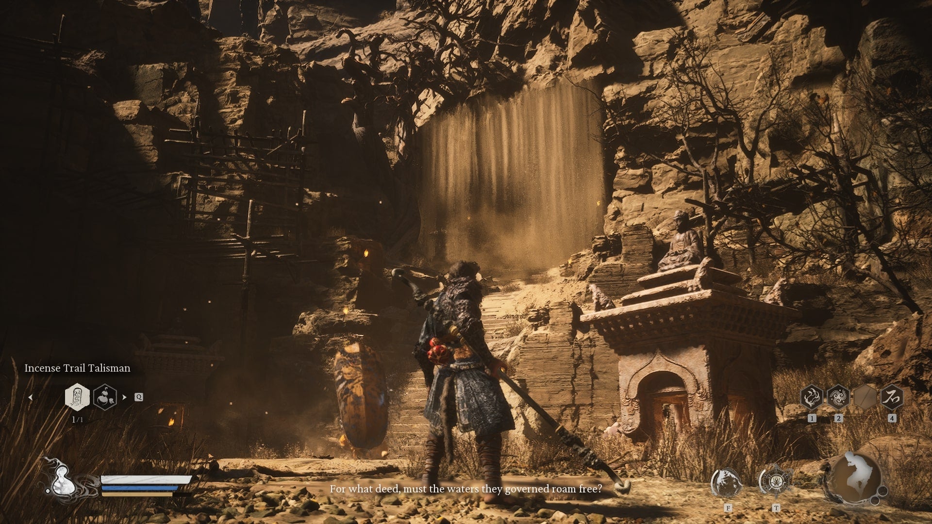 The player faces a sand waterfall in Black Myth Wukong - 6
