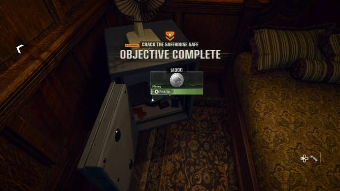 Money rewarded for opening the safe in the safehouse in Call of Duty Black Ops 6.