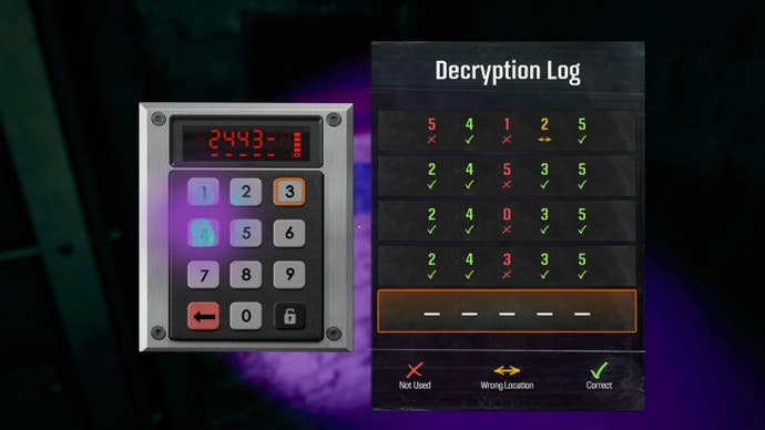 The keypad decryption screen in Call of Duty Black Ops 6.
