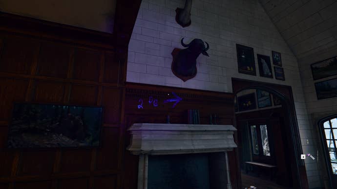 The player shines their blacklight on a wall of the safehouse, revealing a code in Call of Duty: Black Ops 6