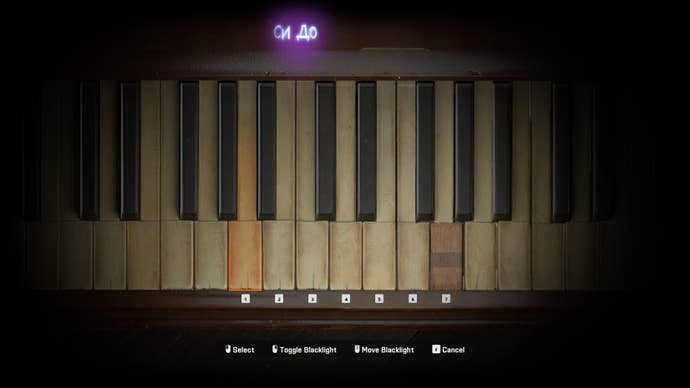 The player interacts with the safehouse’s piano in Call of Duty: Black Ops 6, which has a secret code visible under blacklight above the keys